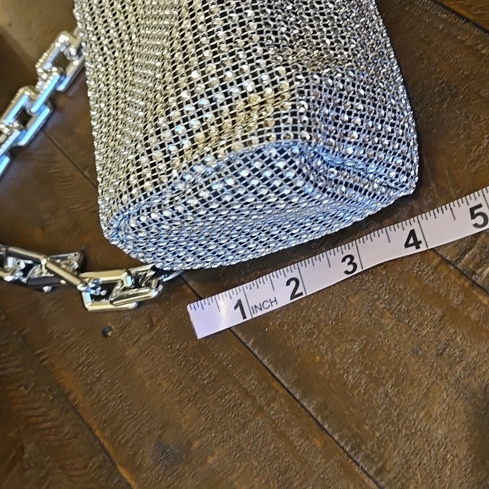 Silver Rhinestone Mesh Petite Bag - Picture 8 of 12